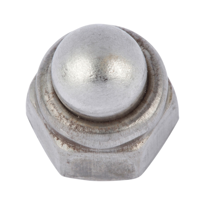 Dado cieco esagonale con elemento di serraggio (inserto non metallico) DIN 986, acciaio 6 - 1