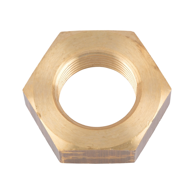 Hexagon nut, low profile with fine thread DIN 439, brass, plain - 1