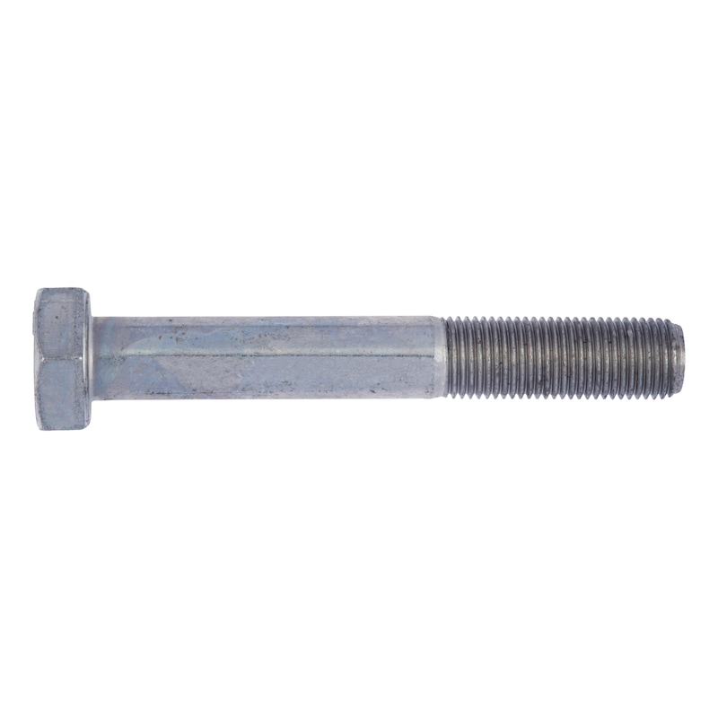 Hexagonal bolt with shank and fine thread DIN 960, steel, strength class 10.9, zinc-nickel-plated, transparent passivated (P3E) - 1
