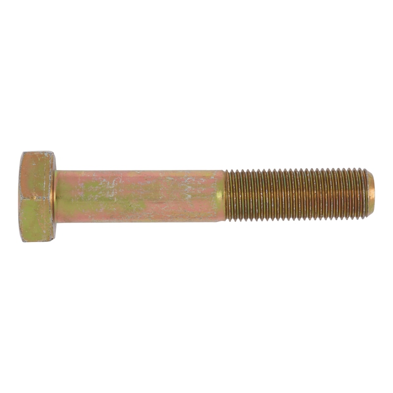 Hexagonal bolt with shank and fine thread DIN 960, steel 10.9, zinc-plated, yellow chromated (A2C) - 1