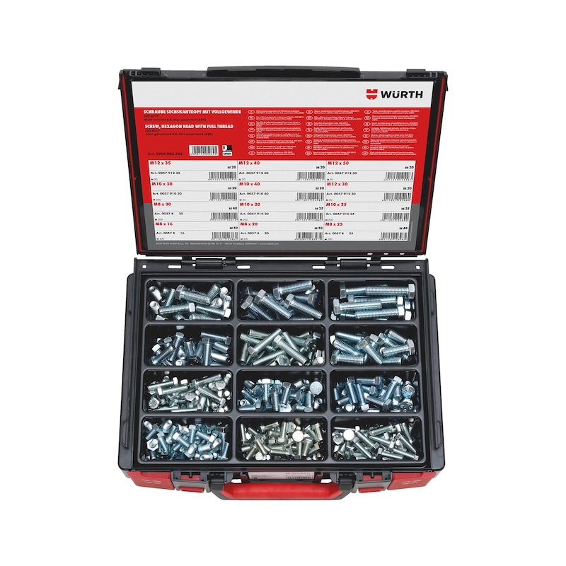 Hexagon head bolt with thread up to head assortment 333 pieces in system case 4.4.1. - SCR-HEX-SYSKO-ISO4017-8.8-(A2K)-333PCS