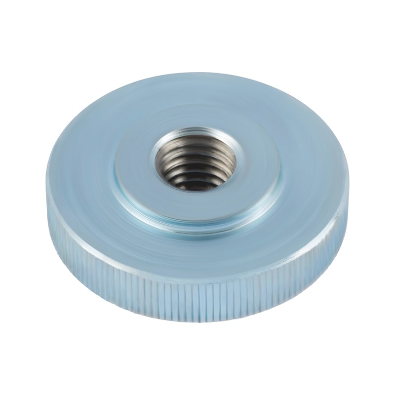 Knurled nuts, low type DIN/WN 467, steel 5, zinc plated, blue passivated (A2K) - 1