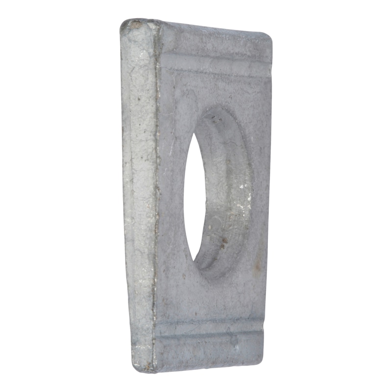 Rondella quadrata a cuneo DIN 6918, piastra conica, 295-350 HV, zincata a caldo, per bulloneria strutturale a precarico, su profilo a U (C) - 3