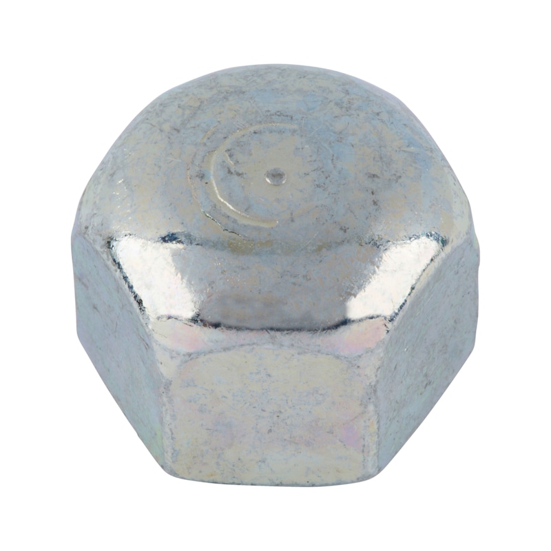 Sekskantet topmøtrik, lav profil DIN 917, stål 6, forzinket, blåpassiveret (FZB) - 1