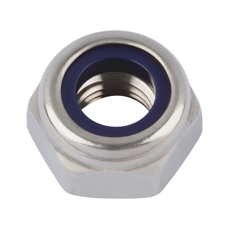 Hexagon nut, low profile, with clamping piece (non-metal insert) - NUT-HEX-SLOK-DIN985-A2-WS13-M8