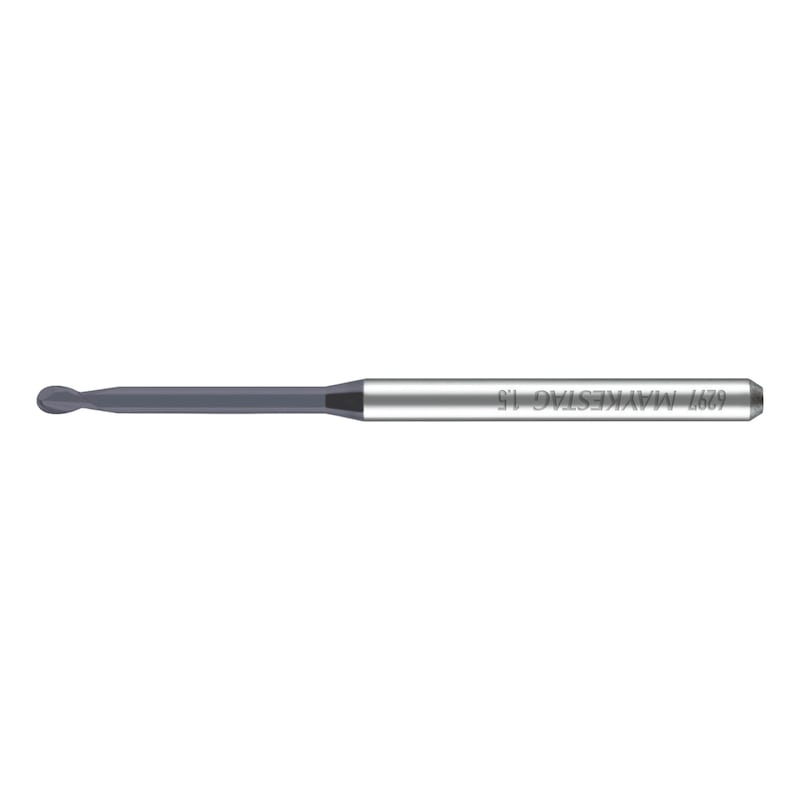 Mini ball nose end mill, twin blade For machining materials of medium to high strength - 1