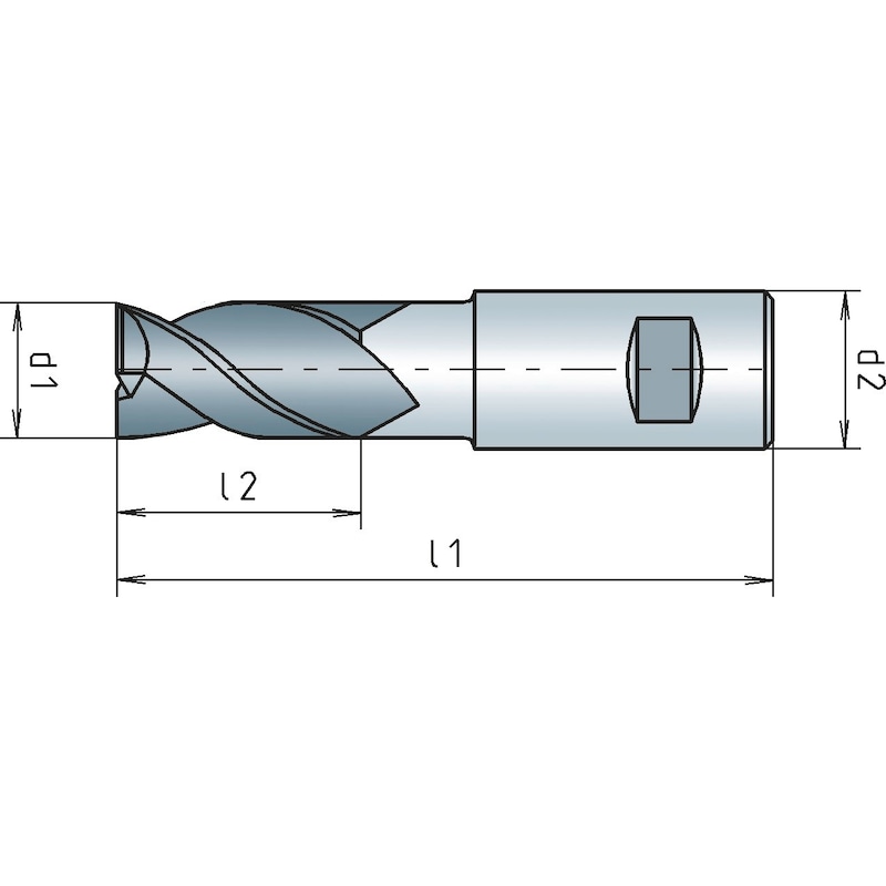 VHM-Schaftfräser, DIN 6527L, lang, Vierschneider, mit verstärktem Schaft - 2
