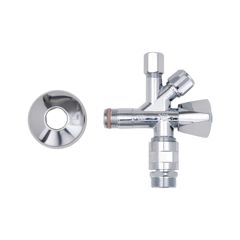 Combination corner valve, 1/2 inch, pipe ventilator, self-sealing and printed