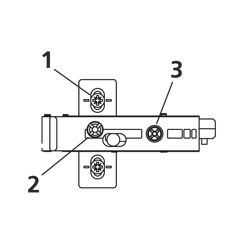 1D-Kreuzmontageplatte Quick mit 4-Punkt-Befestigung für eine sichere Verbindung zur Möbelseite - 2