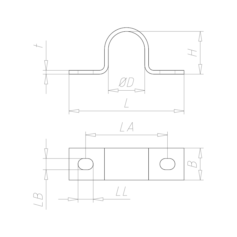 Bracket, double-tabbed For empty pipes - 2