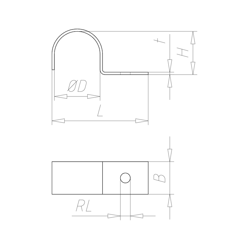 Abraçadeira p/ instalações de tubos, arco único - 2