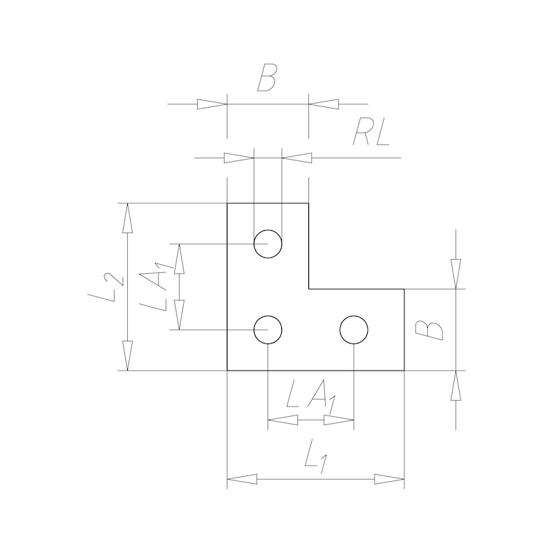 VARIFIX<SUP>®</SUP>-Flachverbinder L-Form mit 3 Rundlöchern - 2