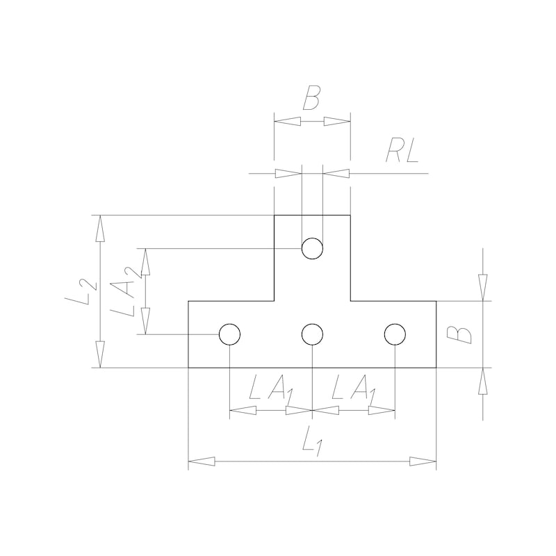 VARIFIX<SUP>®</SUP>-Flachverbinder T-Form mit 4 Rundlöchern - 2