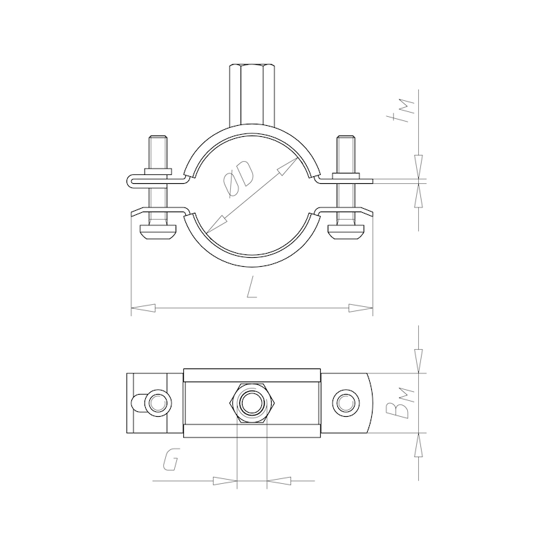 Rohrschelle TIPP<SUP>®</SUP> Smartlock 2 GS mit exklusivem Würth Schnellverschluss für sichere und schnelle Montage - ROSHEL-(SMRTLOCK/2GS)-M8/M10-(48-56)