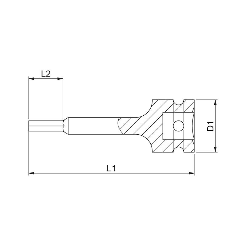 1/2-inch impact socket wrench insert For hexagon socket screws, metric, long - 2