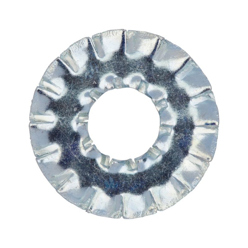 Dubbel getande ring Vergelijkbaar met DIN 6798, staal verzinkt, blauw gepassiveerd (A2K) - 1