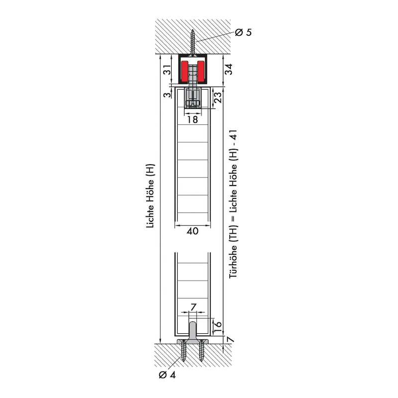 Zimmerschiebetürbeschlag REDOSLIDE Z100-HND/Z100-HNW für die Wandmontage bei Holztüren - 3