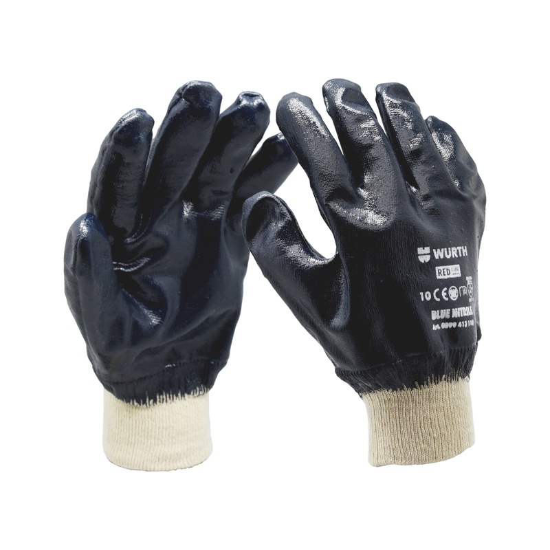 Protective glove Blue, nitrile - PROTGLOV-NTR-WHITE/BLUE-SZ9