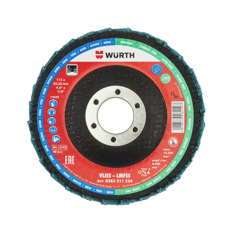 Fleece Segmented Grinding Disc For direct use on angle grinders - SNDDISC-NYLFLC-FINE-115X22,23