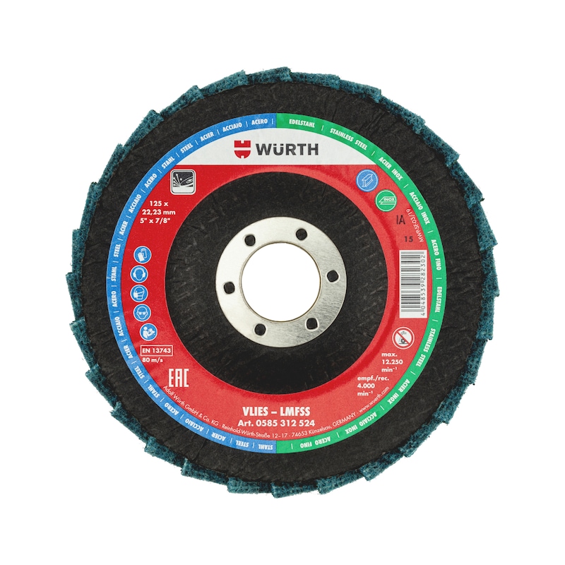 Fleece Segmented Grinding Disc For direct use on angle grinders - SNDDISC-NYLFLC-FINE-125X22,23