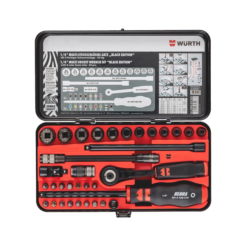 1/4 inch multi-socket wrench set, black edition 34 pieces - 6