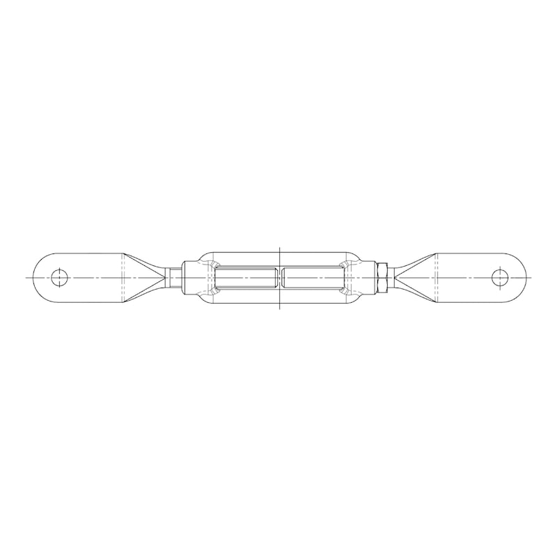 Turnbuckle with flat leaf bolts and lock nut DIN 1480 (open shape), steel S235JR, zinc-plated - 2
