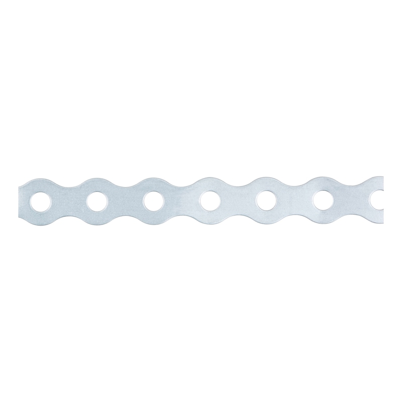Crimped punched mounting strip without perforated edge - INSTLSTRP-PERF-CORRUGATED-HOD6,8MM-B17MM