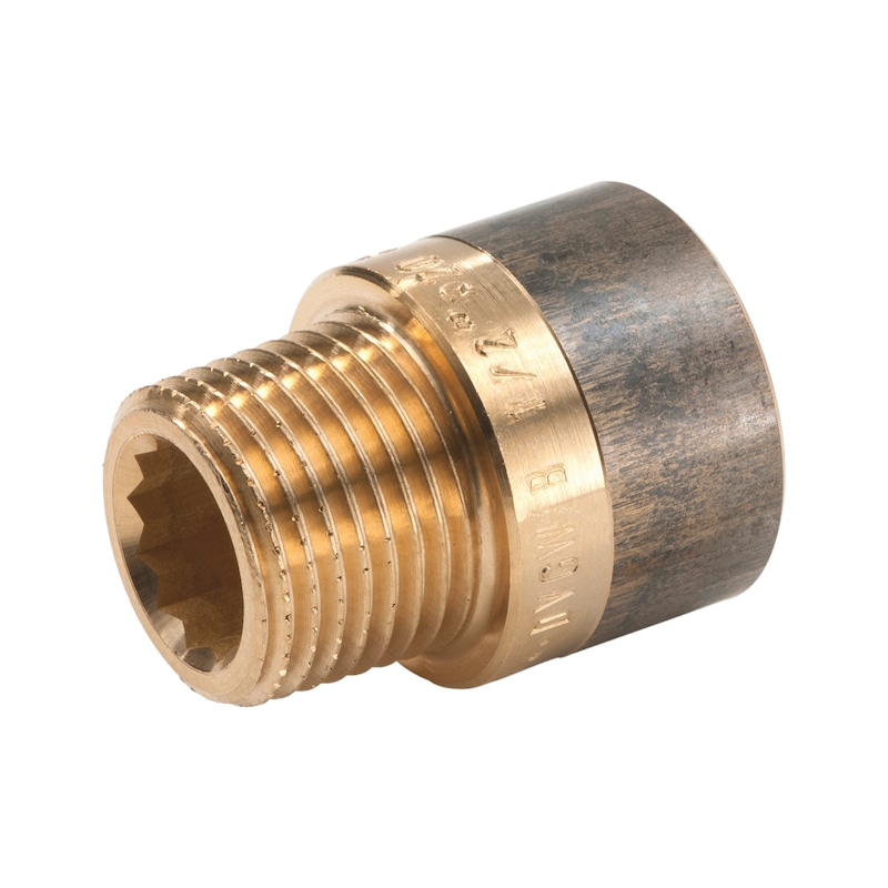Red brass extensions With DVGW (German Technical and Scientific Association for Gas and Water) GW 393 approval (sizes from ½ inch x 17.5 mm)