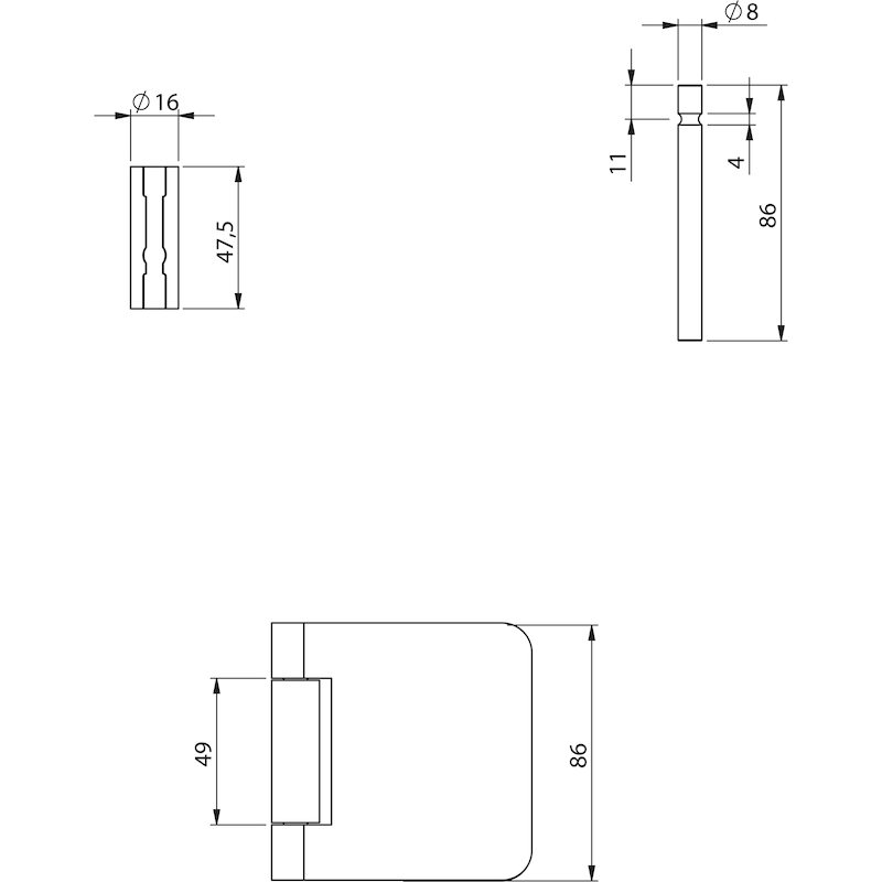 Standflügel-Set Form A kurz - STANDFLG-SET-A-KURZ-(BA-3TLG)-A2-MATT
