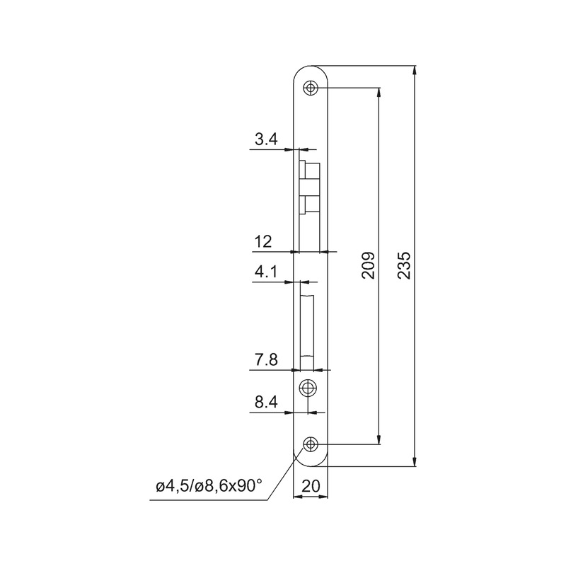 Zadlabací zámek pro chodbové dveře, PZ třída 2 - ZADLZAMEK-ML2-PZ-THN/L-SILSER-(FF)-20MM