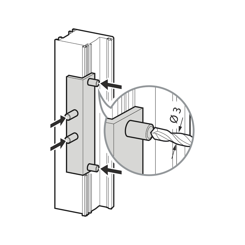 Drilling jigs for type A window rebate ventilator - 2