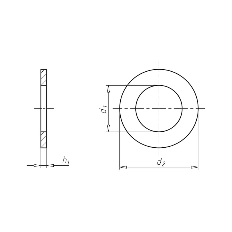 Plochá podložka pro šestihranné šrouby a matice - POD-DIN125-A-140HV-(A2K)-D4,3