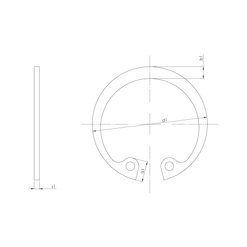 Circlip for bore hole Standard design, shape J - CRCLIP-BRE-DIN472-J-95X3,0