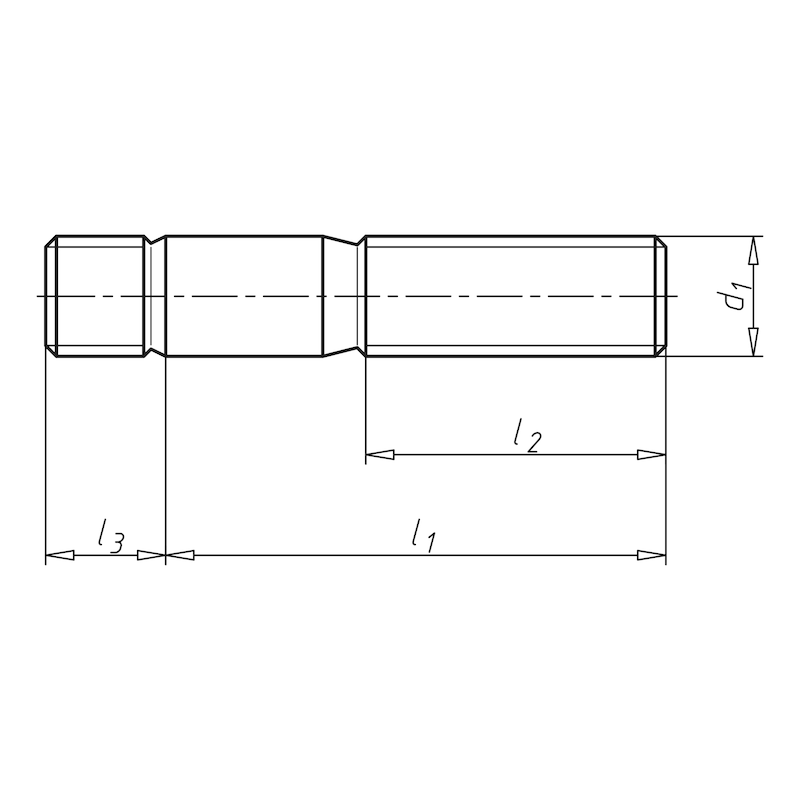 Stiftschraube mit Einschraubende ≈ 1,25 d DIN 939, Stahl 5.8, blank - 2