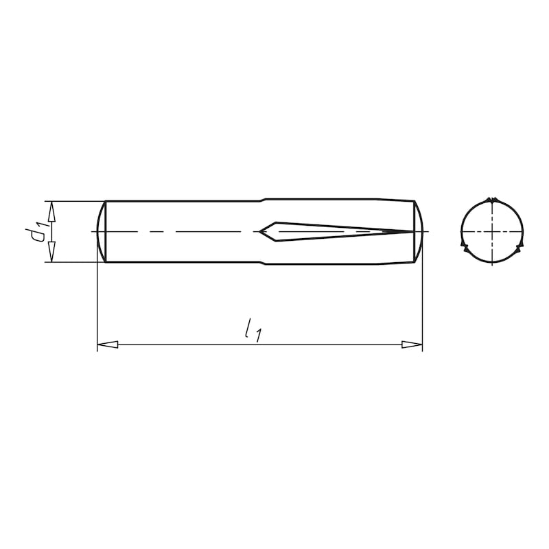 Reserve taper grooved dowel pin ISO 8741 steel plain - 2