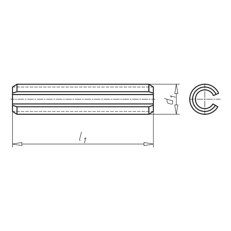Clamping pin/clamping sleeve, slotted, heavy-duty design ISO 8752 spring steel plain - 2