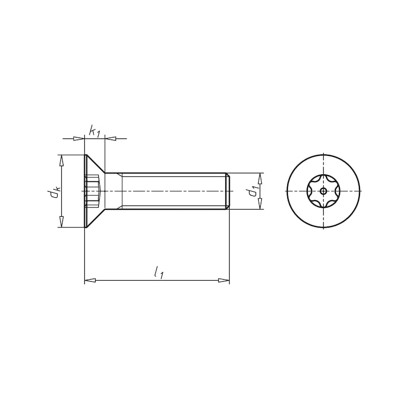 Safety screw with hexalobular head and pin Similar to ISO 10642 because of TX drive, A2 stainless steel, plain - 2