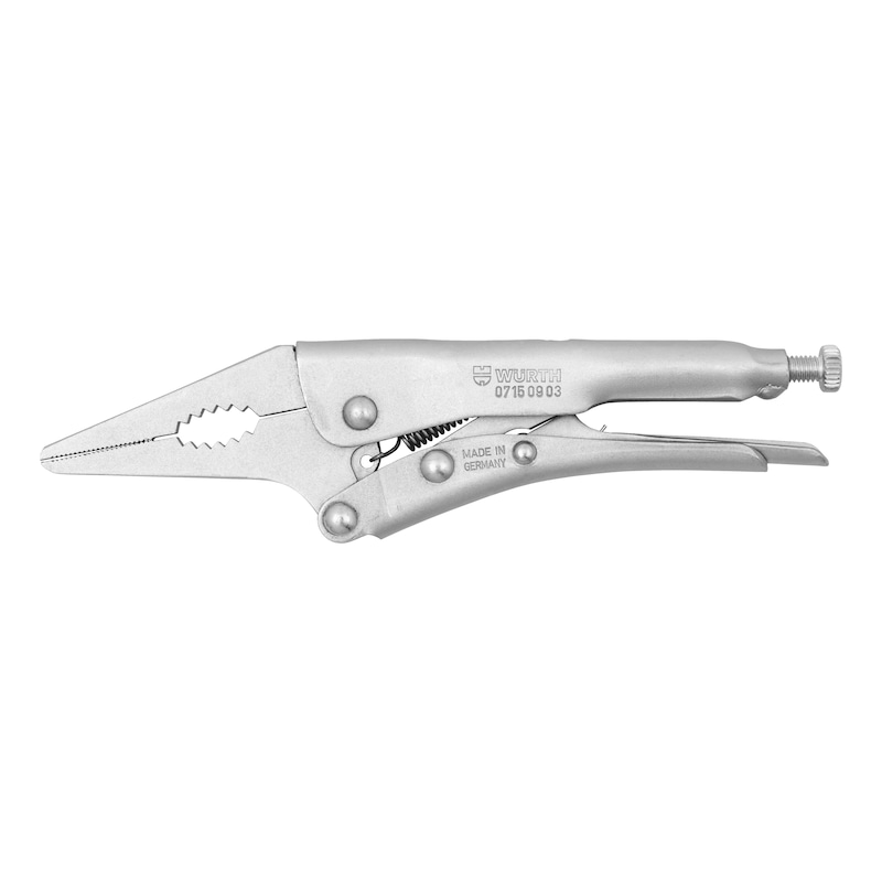 Locking pliers with long jaws