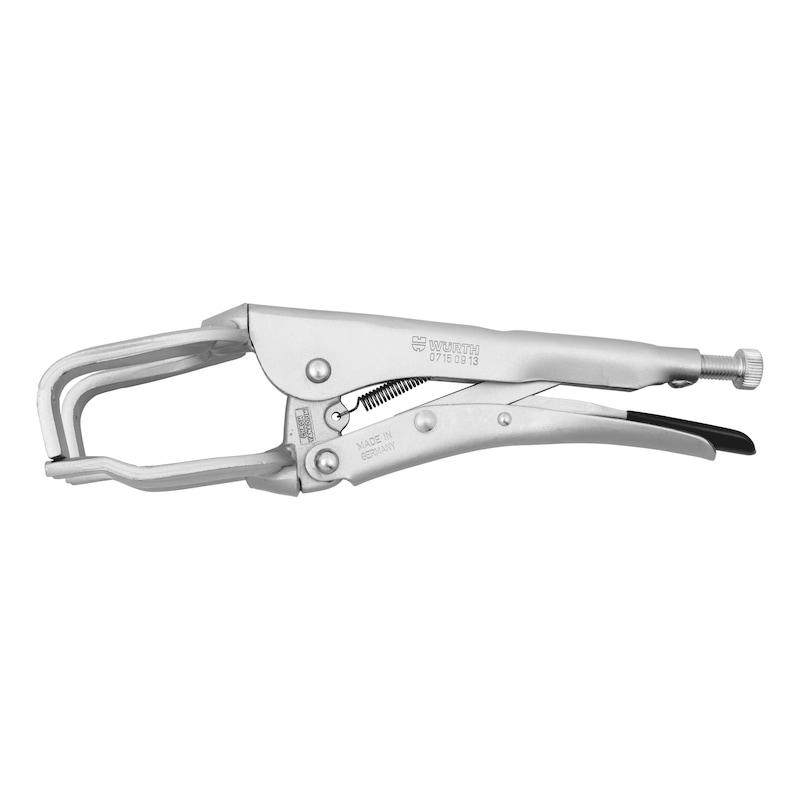 Welding locking pliers With upper U-shaped grip jaws angled by 90° - 1
