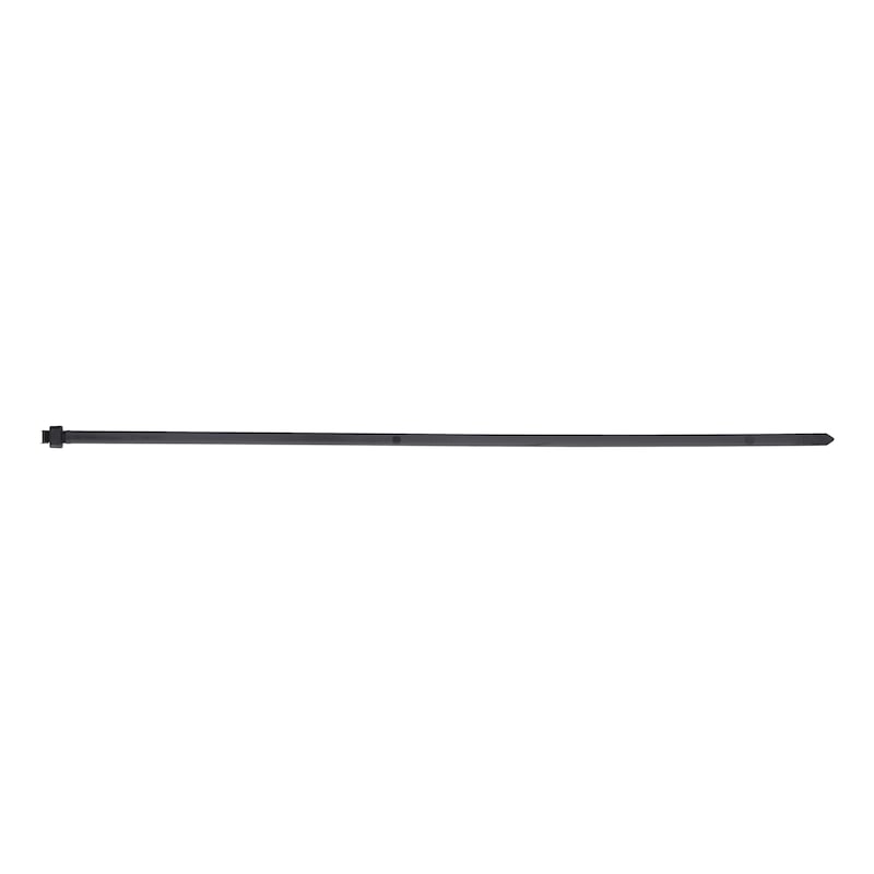 Cable tie for single-hole mounting With moulded, moveable locking head to allow the cable tie to be inserted at a 90° angle - CBLTIE-PLA-MB-WEATHERPROOF-BLCK-4,6X279