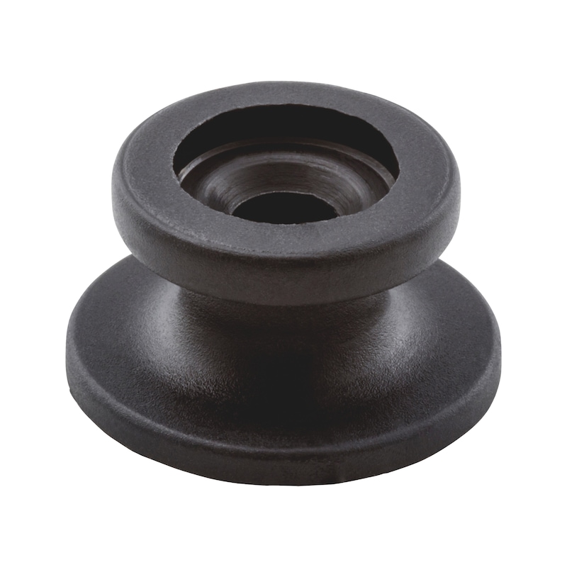 Round button For expanders and tarpaulin cables up to a rope thickness of 8 mm - KNOB-ROUND-PLA-BLACK-D20MM