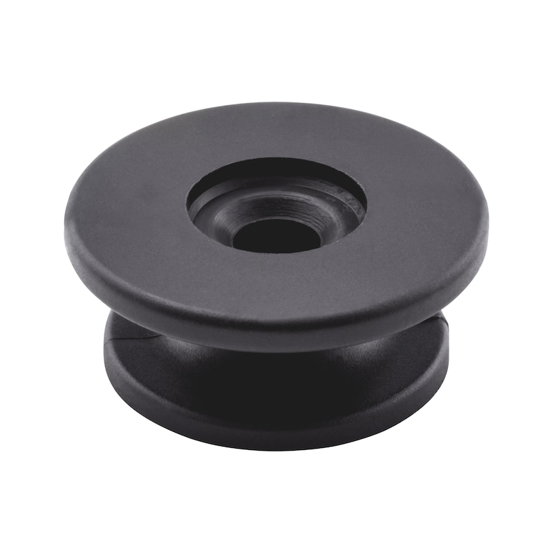 Round button For expanders and tarpaulin cables up to a rope thickness of 8 mm - KNOB-ROUND-PLA-BLACK-D30MM