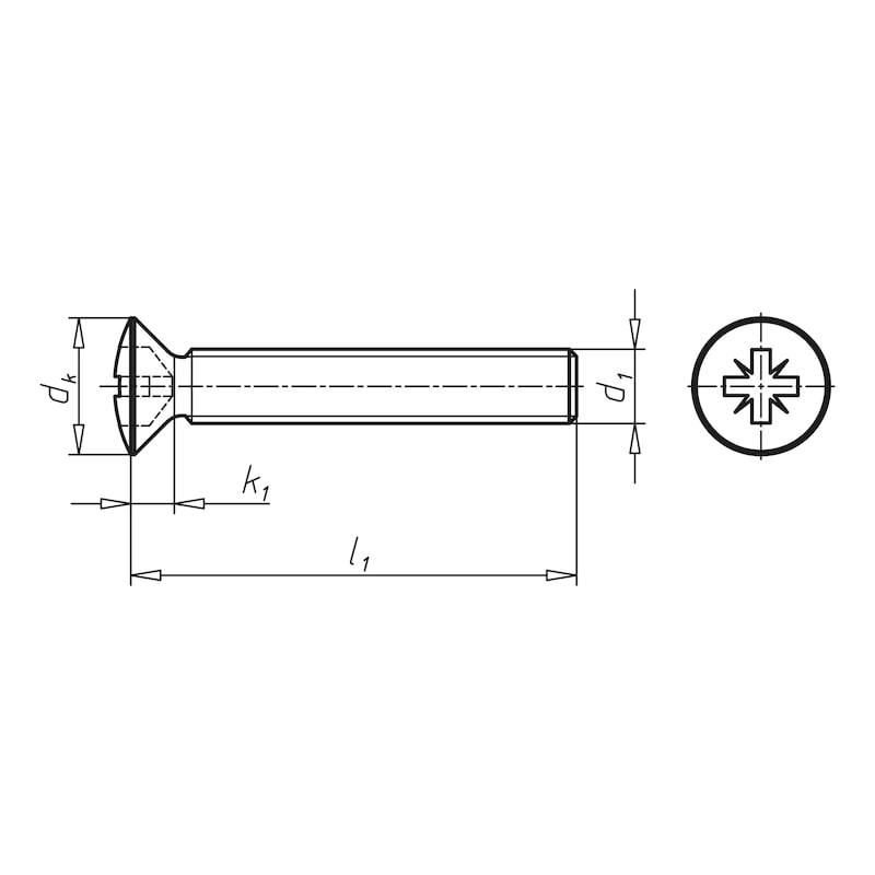 Raised countersunk head screw with Z recessed head DIN 966, A2 stainless steel, plain - 2