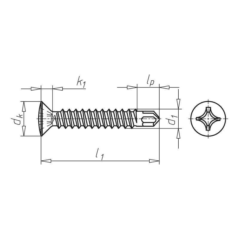 Window construction screw self-drilling raised countersunk head FEBOS<SUP>®</SUP>plus Steel, zinc-plated, blue passivated, PH drive - 2