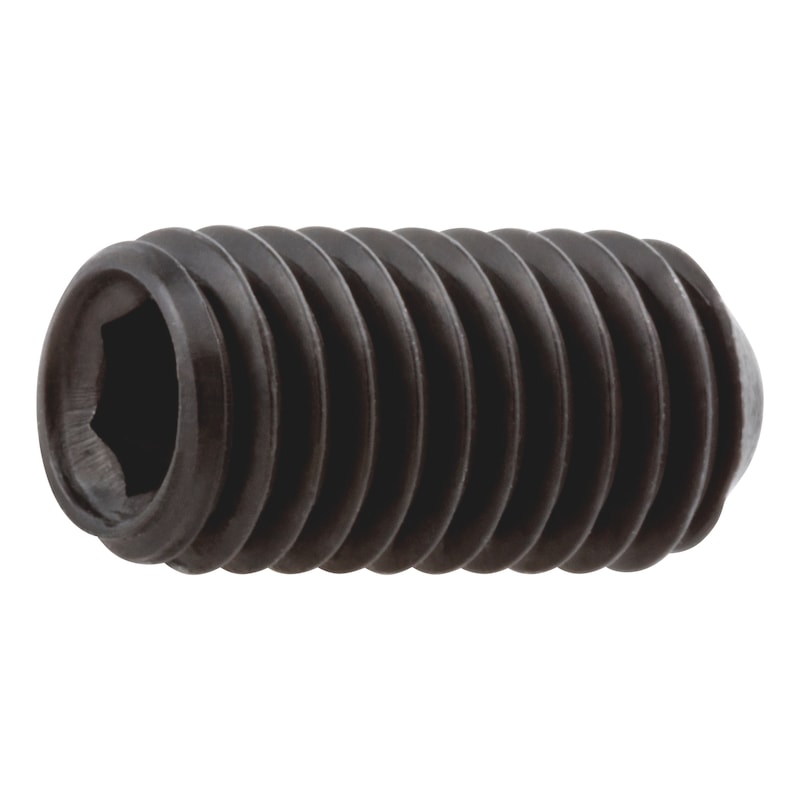 Hexagon socket set screw with ring cutter ISO 4029, steel 45H, zinc-nickel, black (ZNBHL) - 1