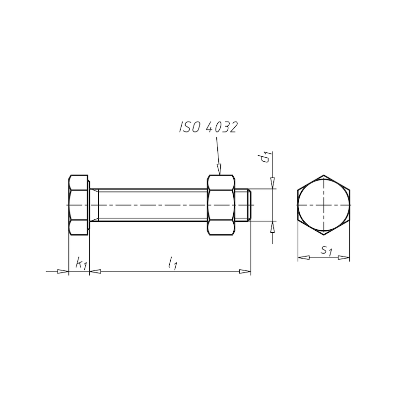 Vite a testa esagonale, filetto intero, ASSIEME SB, DIN EN 15048-1 - VITE-ISO4017-8.8U-C/DADO-(TZN)-M8X20