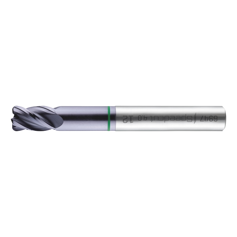 Solid carbide end mill With Speedcut Universal corner radius, extra-long XXL, optional, four cutting edges, uneven angle of twist gradient - 1