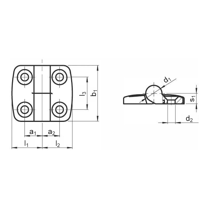Aluminiumdruckguss-Scharnier rechts und aushängbar - 2