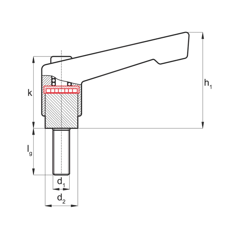 Clamping lever with male thread in reinforced design  - 2