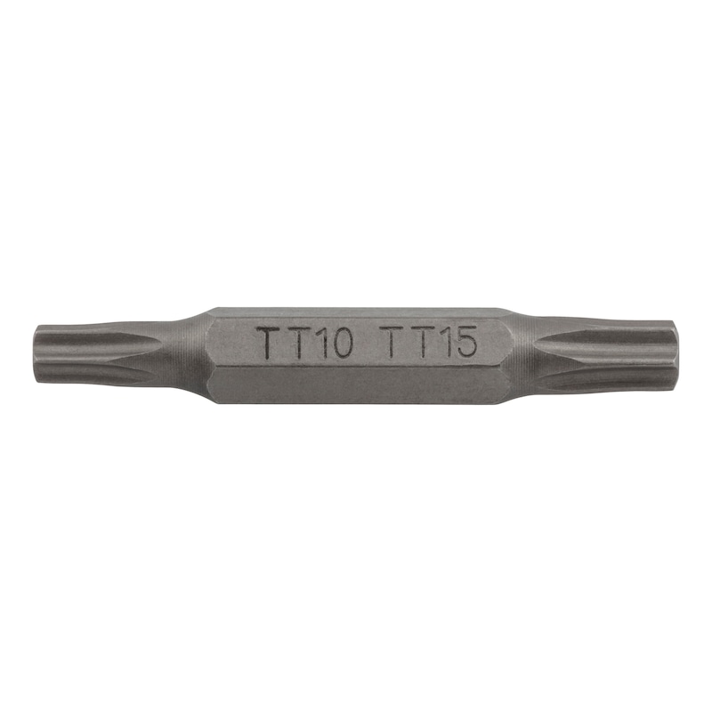 Doppelbit TX metrisch mit Bohrung, für Magazin-Schraubendreher  - DPBIT-TX10/TX15-LO-4X28MM